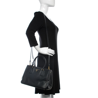 Prada Saffiano Small Galleria Double Zip Tote Black 2 of 13