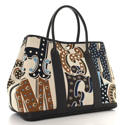 Hermes Toile Negonda H Plume Garden Party 36 MM Tote Bleu Ecru Ebene 3 of 13
