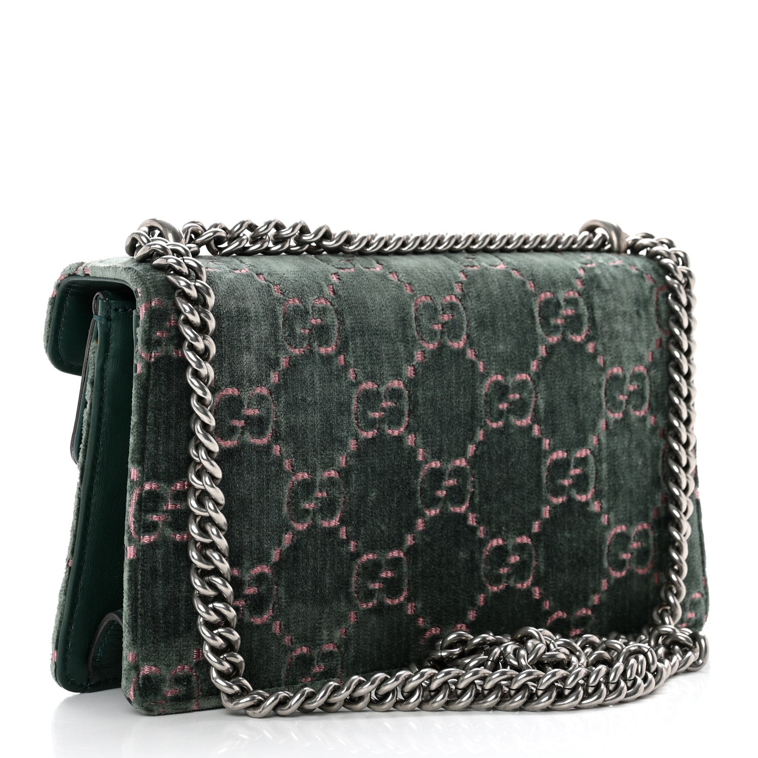 Gucci Velvet Moon Calfskin Crystal GG Monogram Small Dionysus Shoulder Bag Avio Dusty Pink Black Diamond 2 of 9