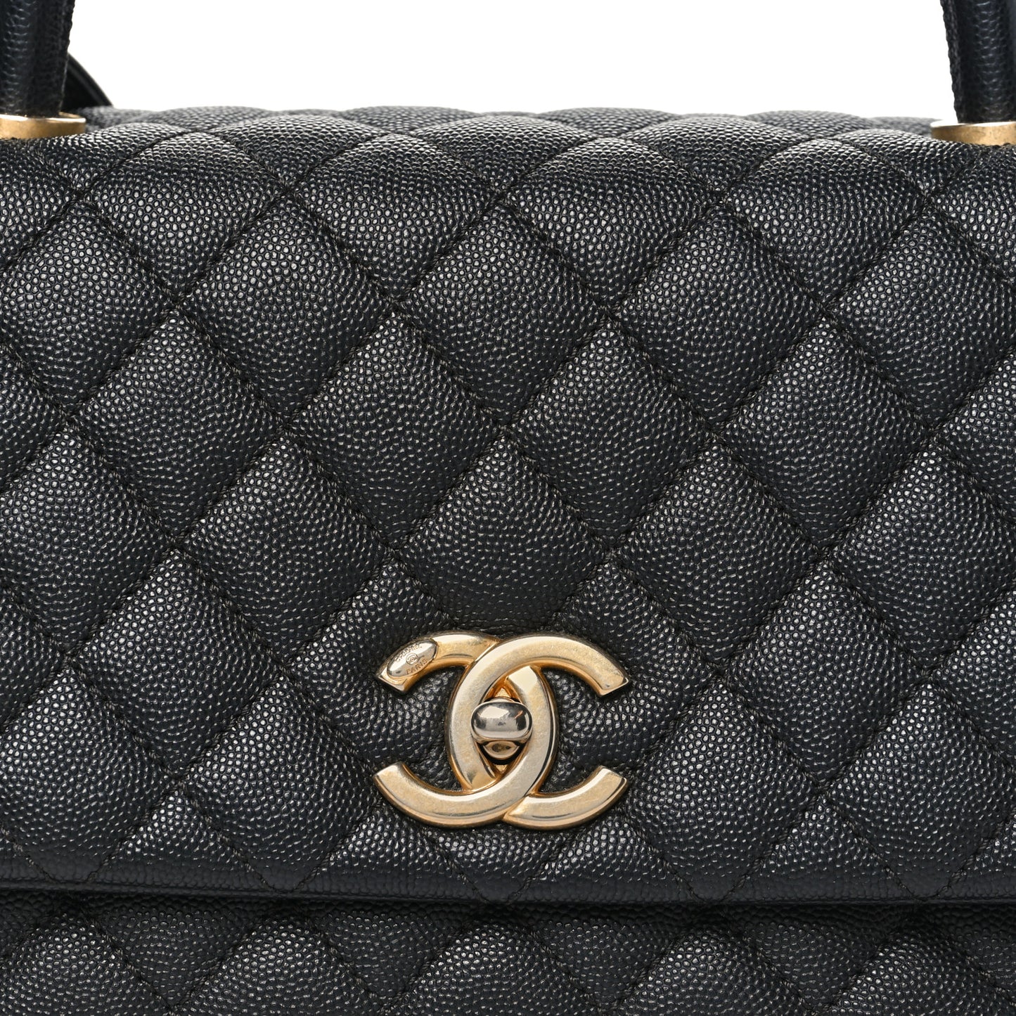 Caviar Quilted Small Coco Chain Handle Flap Black