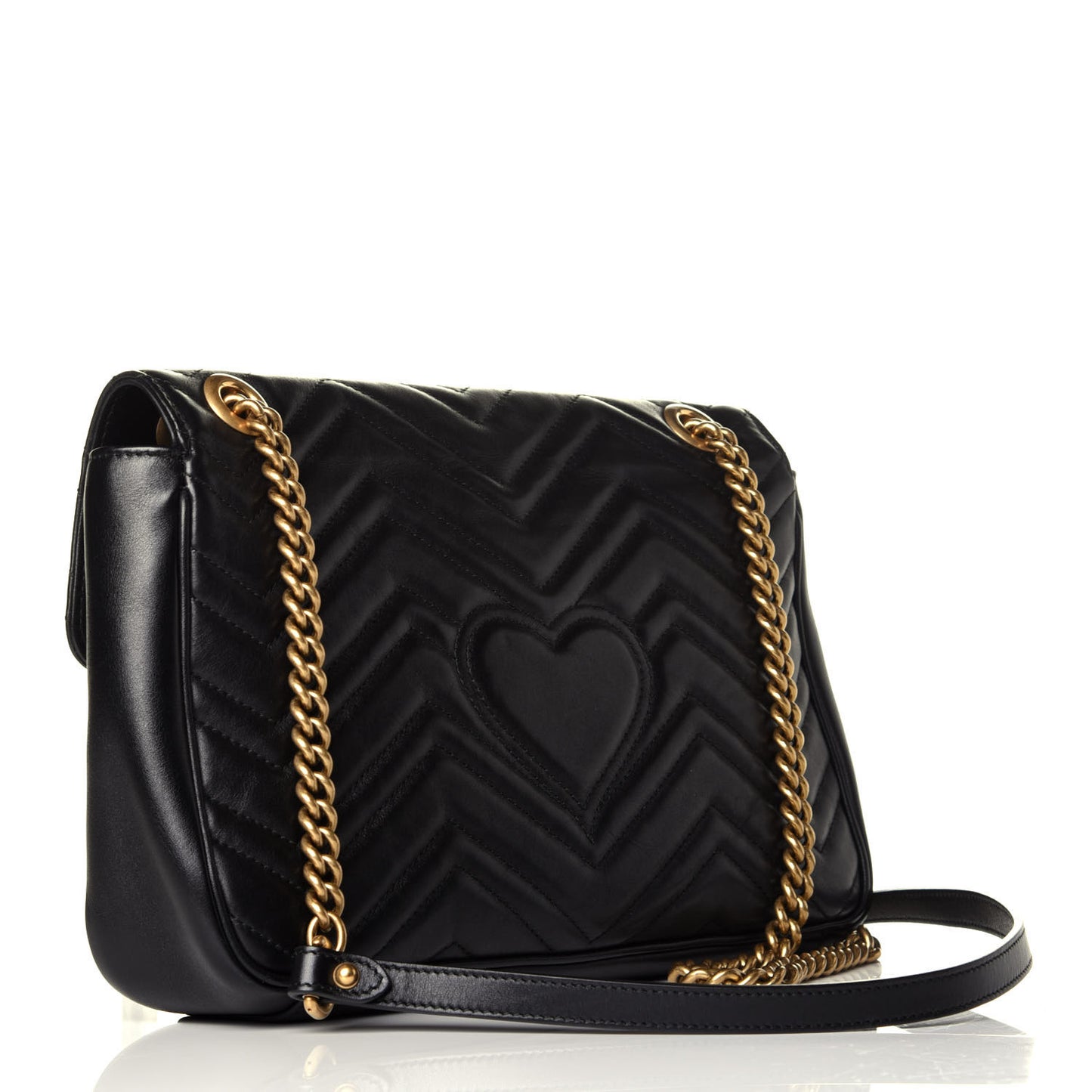 Calfskin Matelasse Medium GG Marmont Shoulder Bag Black