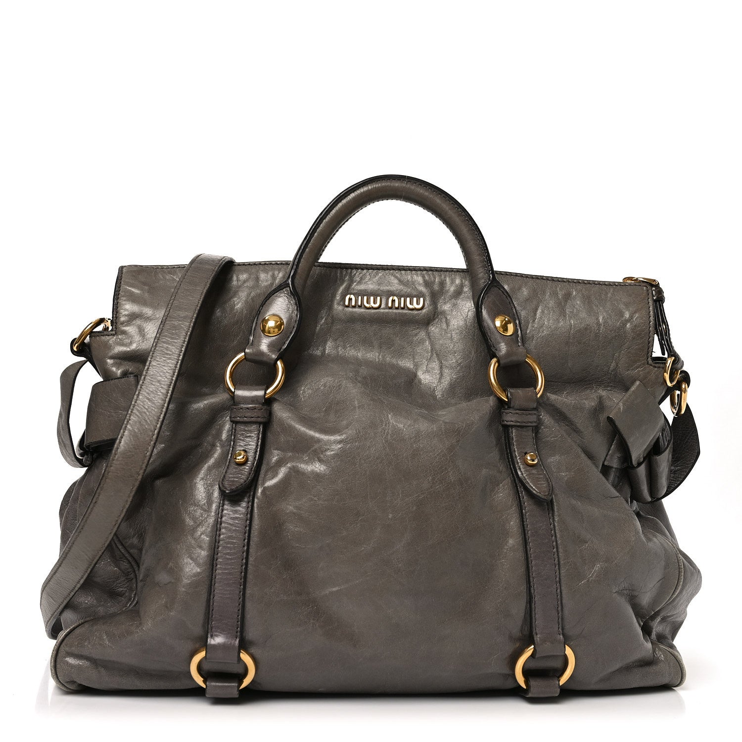Miu Miu Vitello Lux Bow Bag Pomice 1 of 8