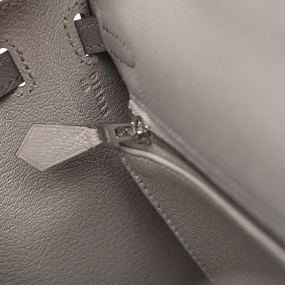 Hermes Epsom Bi-Color Horseshoe Kelly Sellier 25 Gris Mouette Etain 6 of 10