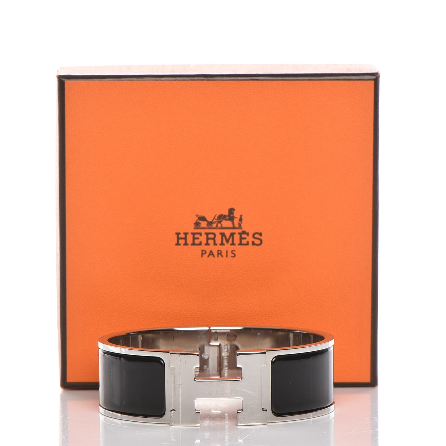 Enamel Wide Clic Clac H Bracelet GM Black