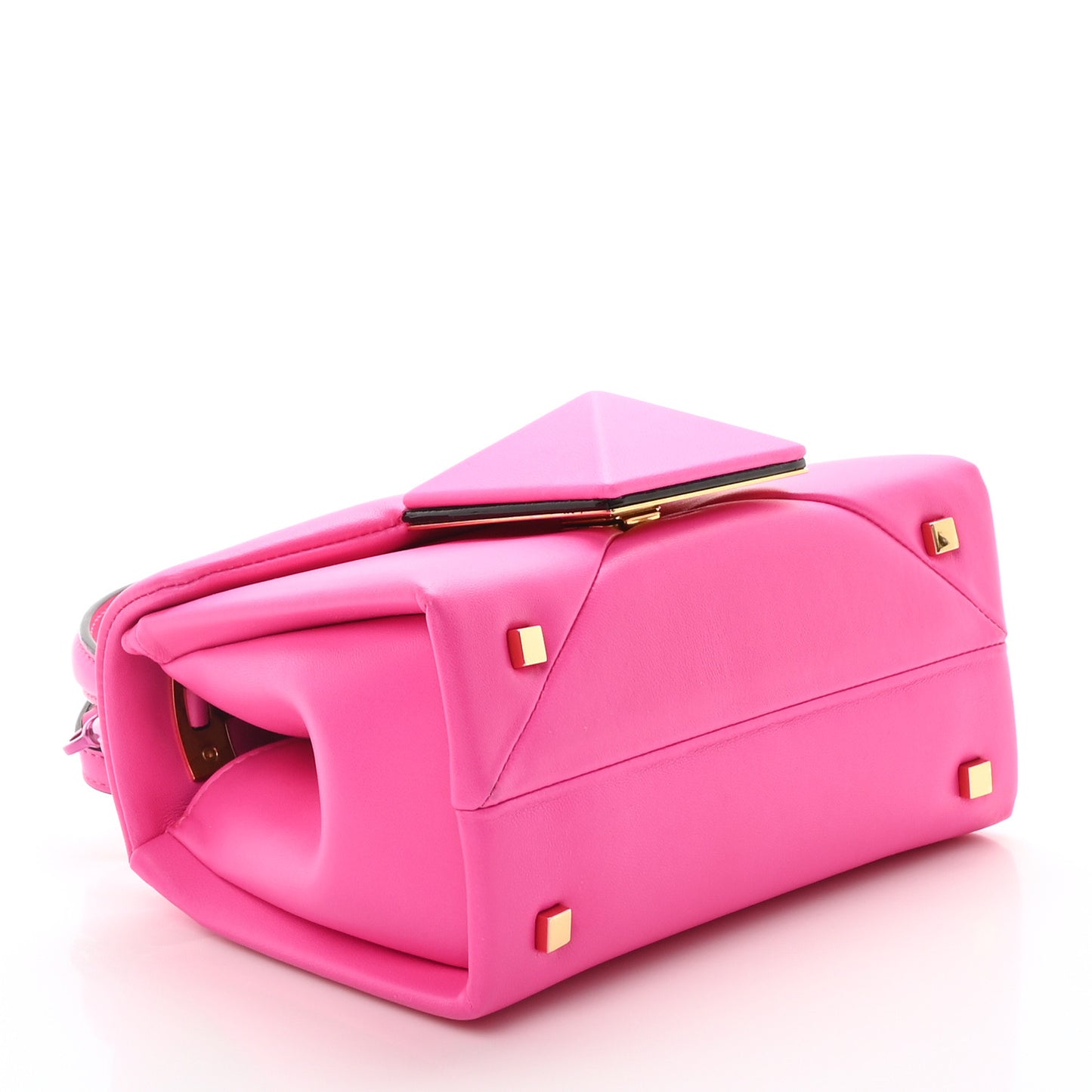 Nappa Tonal Monochrome Mini One Stud Top Handle Bag Pink PP