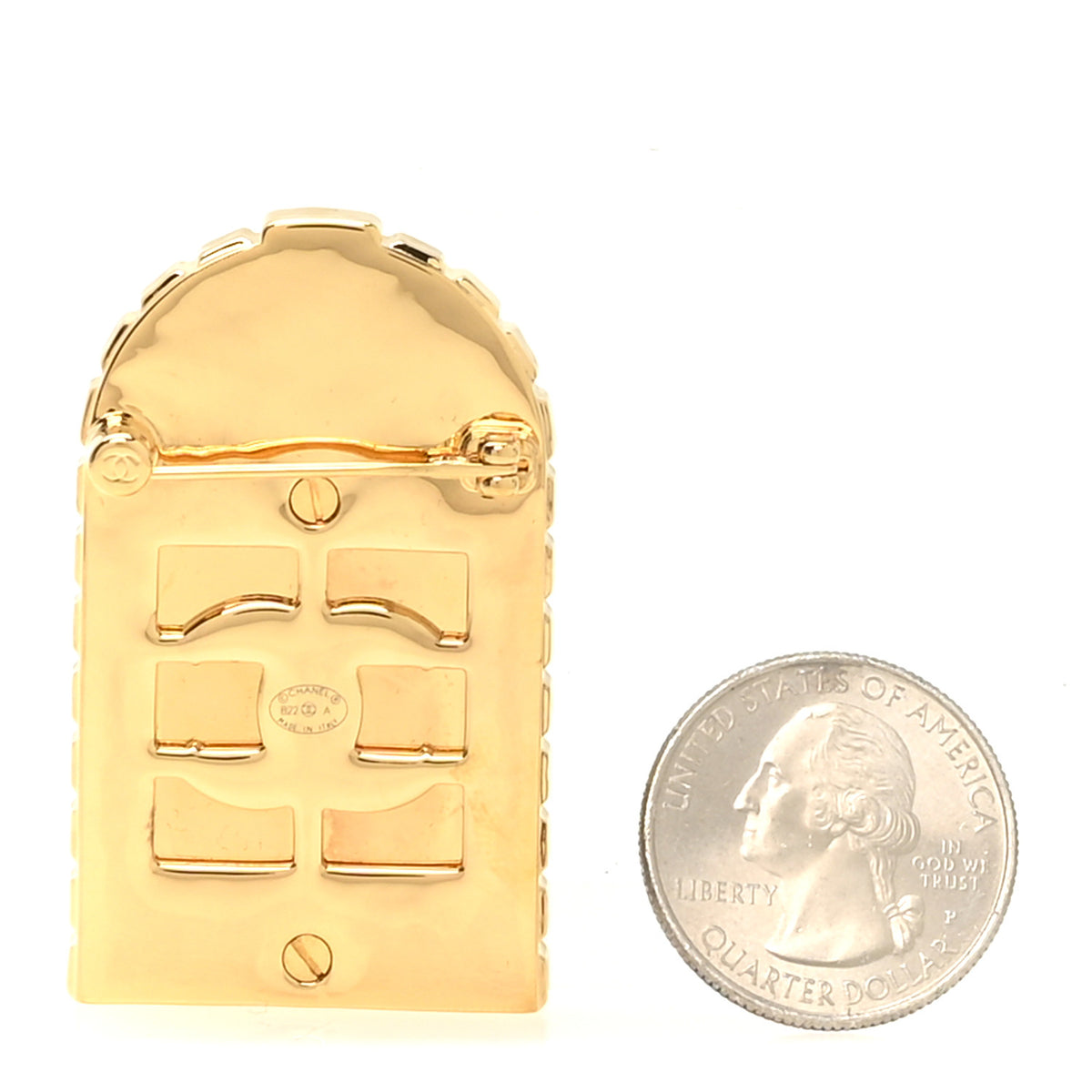 Metal 31 Rue Cambon Door Brooch Gold