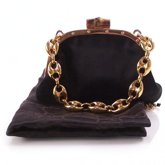 Gucci Silk Flower Charm Bamboo Pochette Black 2 of 9