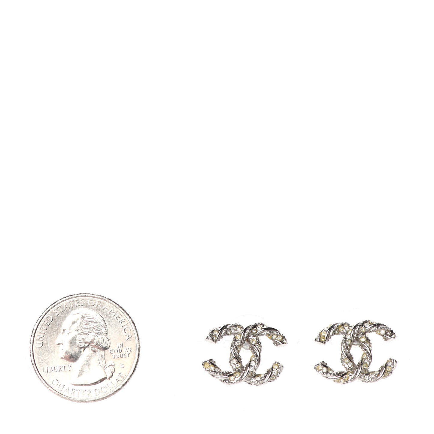 Crystal CC Twisted Earrings Silver