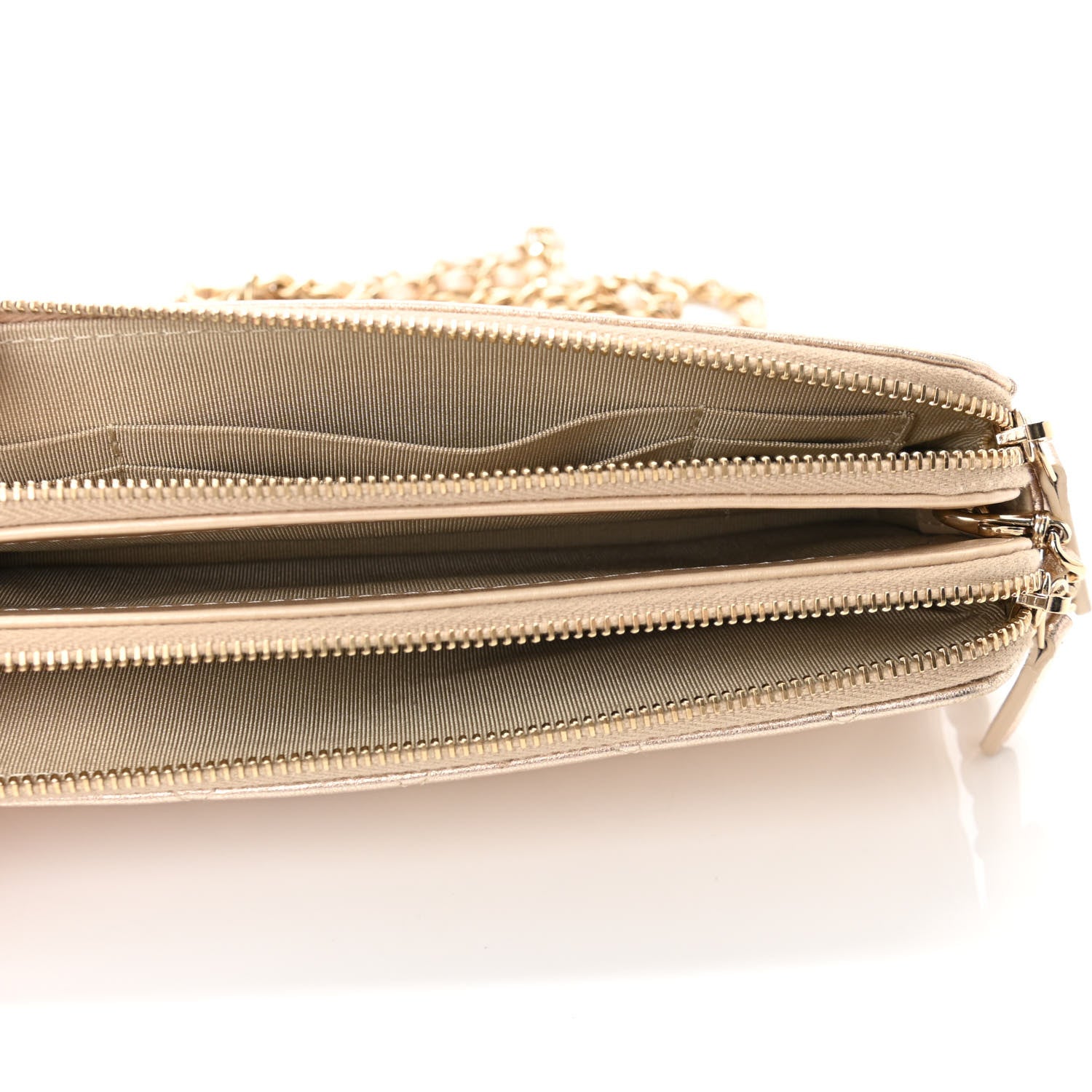 Chanel Metallic Lambskin Quilted Small Clutch With Chain Gold 5 of 11