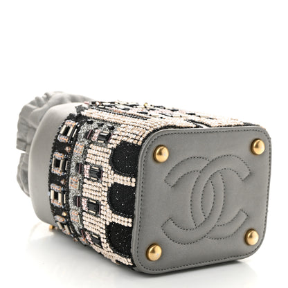 Chanel Metallic Lambskin Crystal Metiers D'Art Chateau de Chenonceau Bucket Bag Grey 4 of 10