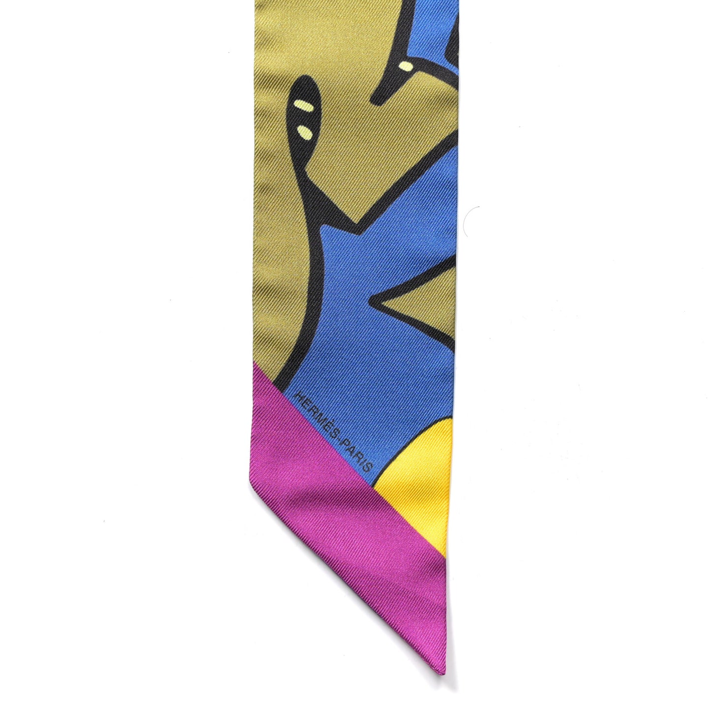 Silk Graff Graffiti Twilly Fuchsia Kaki Jaune