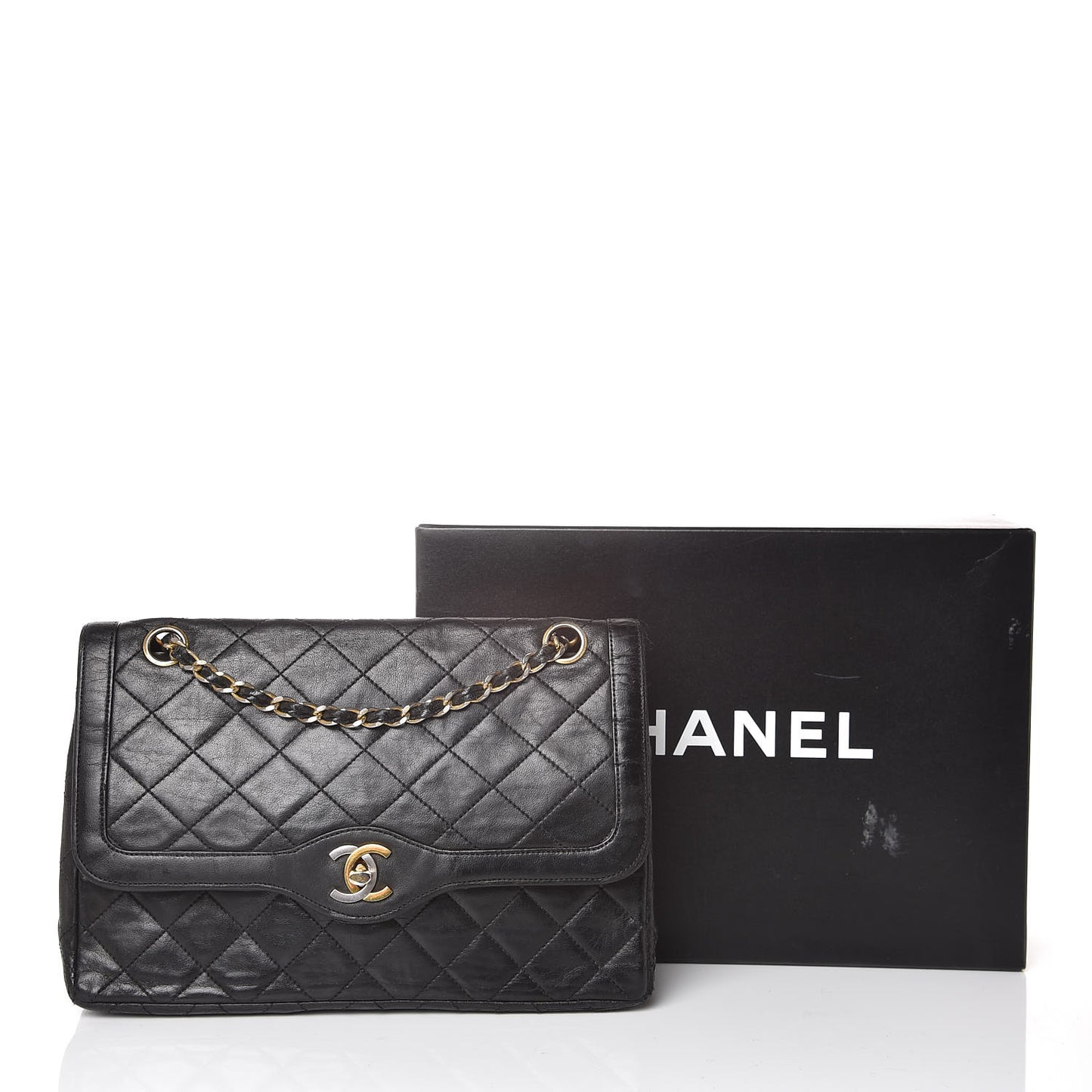 Lambskin Quilted Medium Double Flap Black
