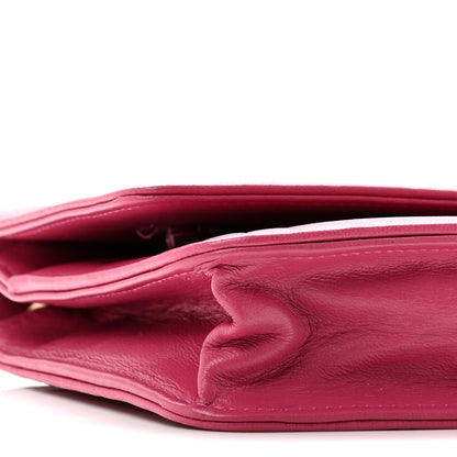 Chanel Lambskin Camellia Embossed Wallet on Chain WOC Fuchsia 10 of 13