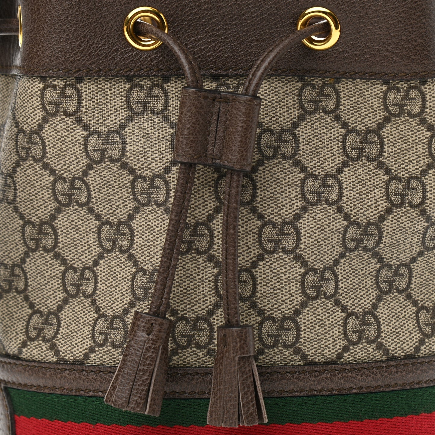 GG Supreme Monogram Web Mini Ophidia Bucket Bag Brown