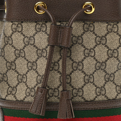 Gucci GG Supreme Monogram Web Mini Ophidia Bucket Bag Brown 8 of 11