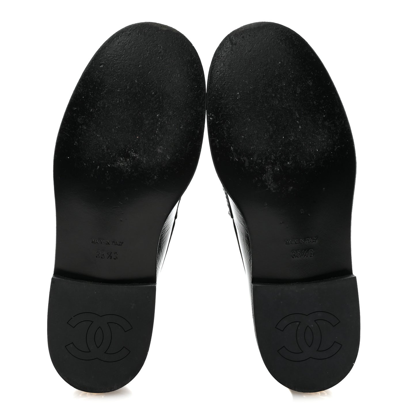 Calfskin Enamel Charms Mocassin Loafers 35.5 Black