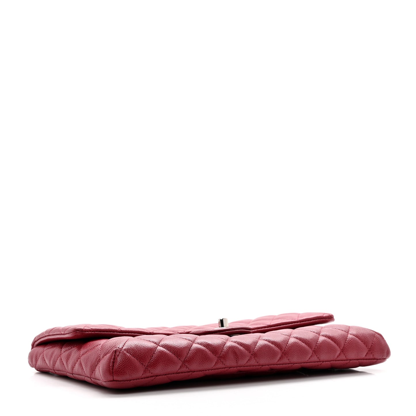 Caviar Quilted Flap Clutch Dark Red