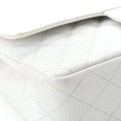 Chanel Caviar Quilted Medium Double Flap White 9 of 18