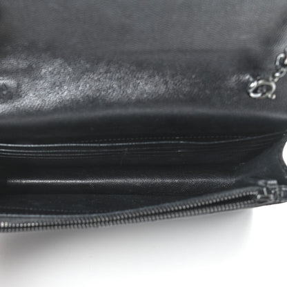 Saint Laurent Grain De Poudre Matelasse Chevron Monogram Envelope Chain Wallet Black 5 of 9