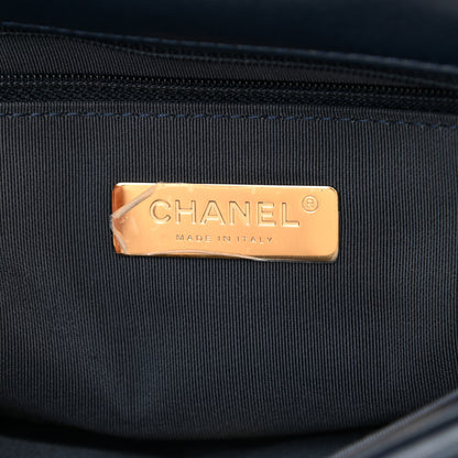 Chanel Goatskin Quilted Medium Chanel 19 Flap Navy Blue 6 of 10
