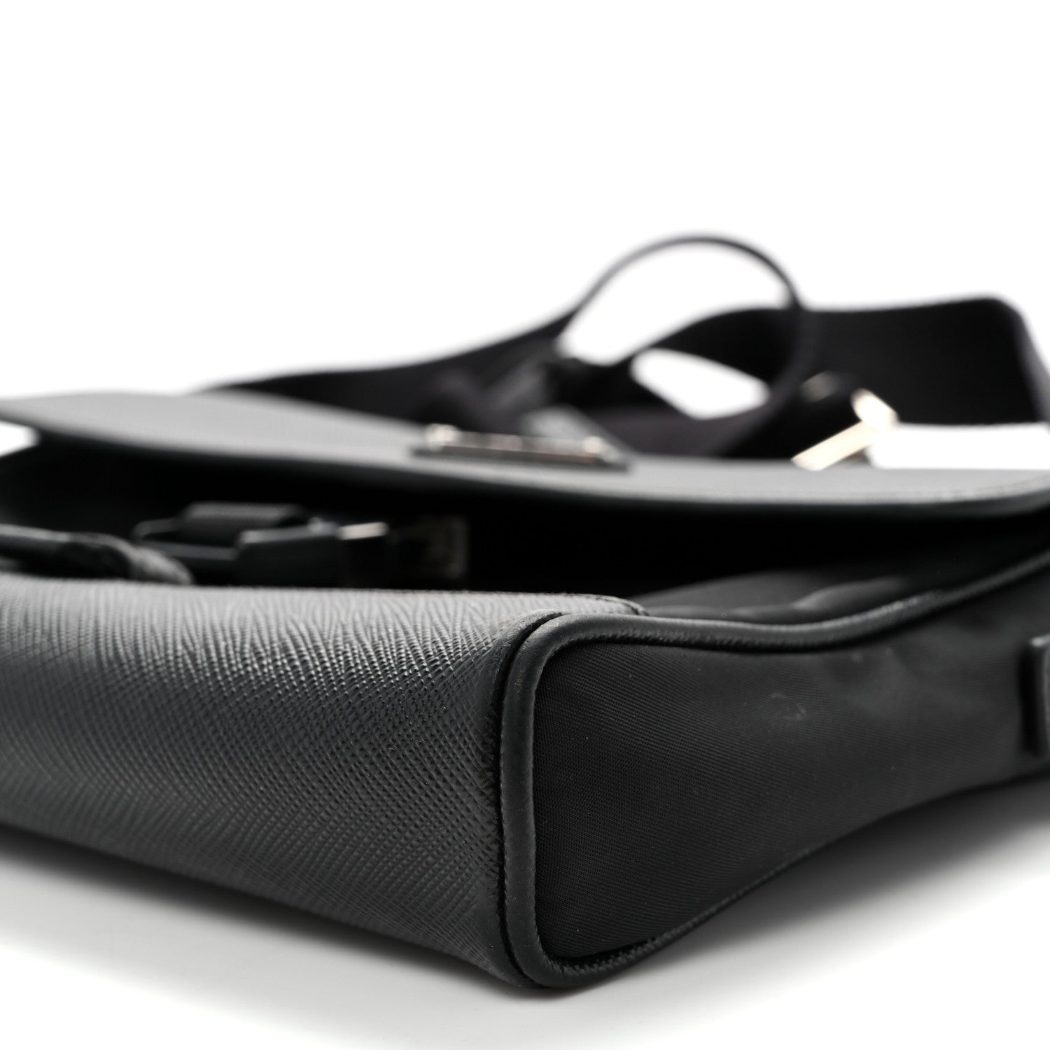 Prada Re-Nylon Saffiano Triangle Shoulder Bag Black 9 of 10