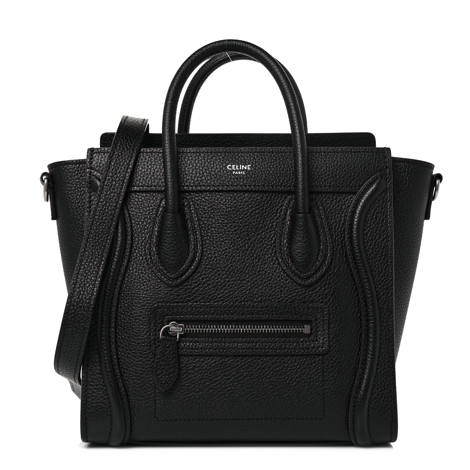 Celine Drummed Calfskin Nano Luggage Black 2 of 19