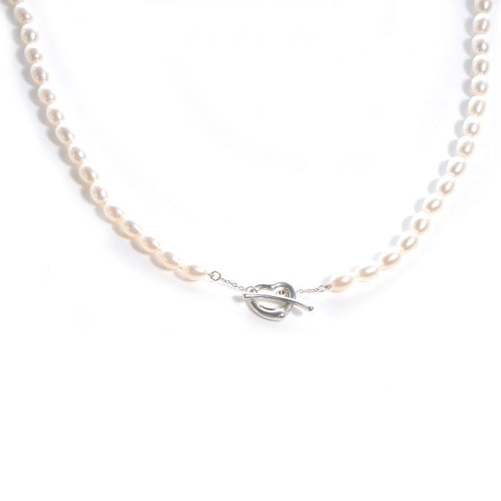 Tiffany Sterling Silver Pearl Elsa Peretti Open Heart Necklace 1 of 6