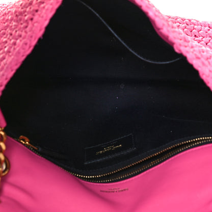 Saint Laurent Raffia Calfskin Monogram Medium Niki Chain Satchel Bright Pink 6 of 13