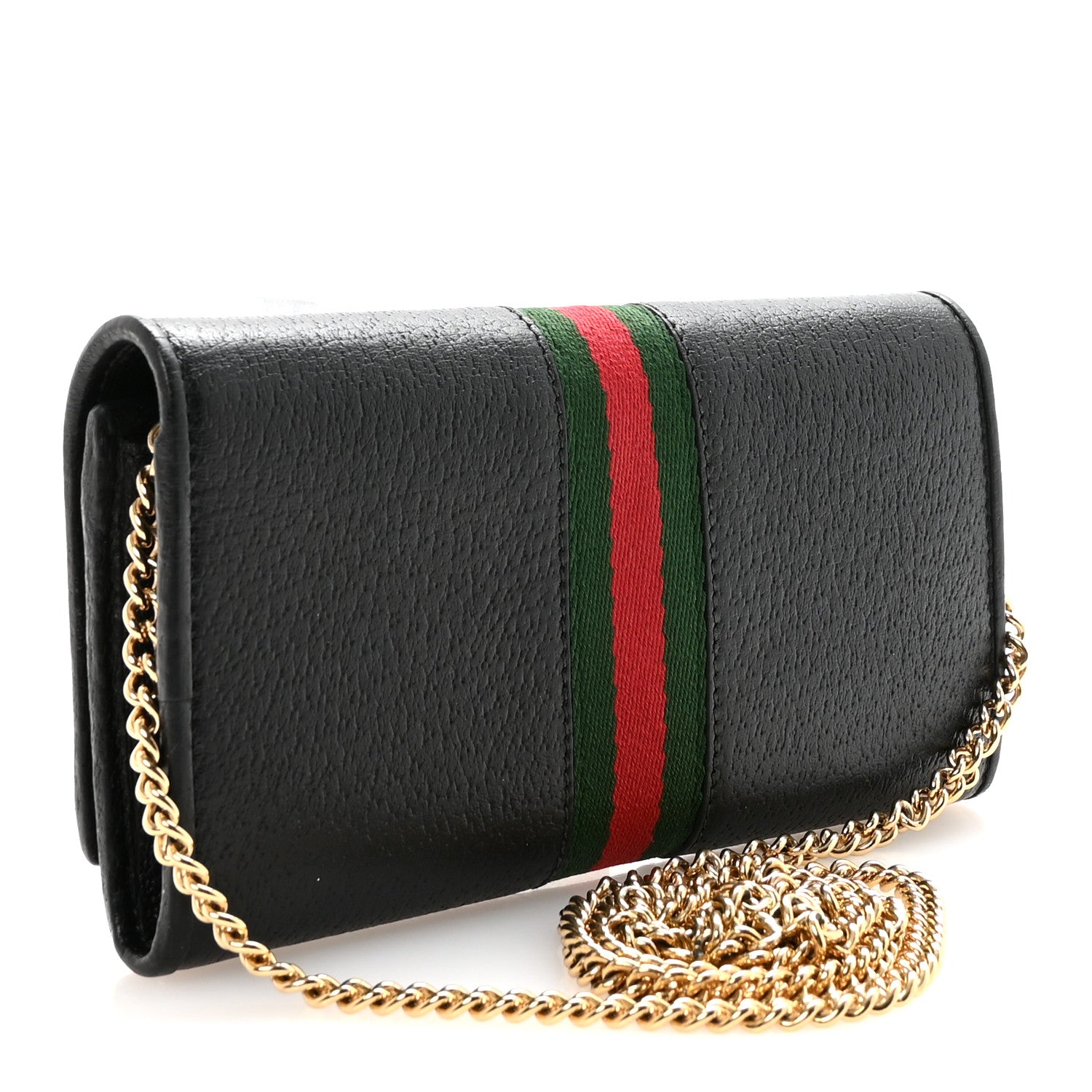 Gucci Dollar Calfskin Web Ophidia Wallet On Chain Black 3 of 10
