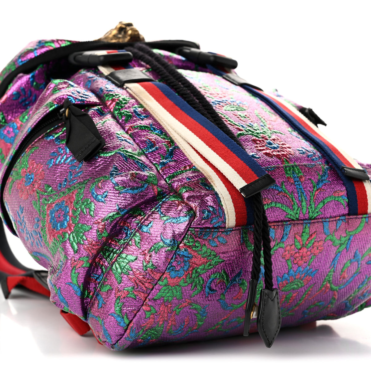 Gucci Brocade Web Small Double Buckle Backpack Multicolor 9 of 10