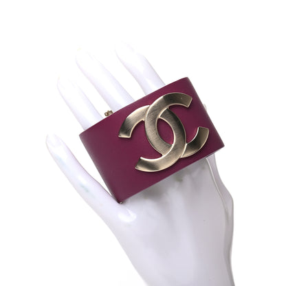 Chanel Calfskin CC Wide Cuff Dark Pink 2 of 3