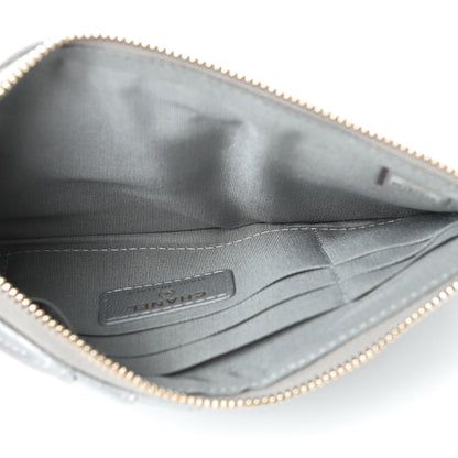 Chanel Metallic Goatskin Quilted Chanel 19 Flat Wallet Pouch Silver 3 of 7