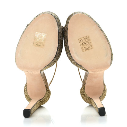 Jimmy Choo Metallic Lurex Perspex Mayner 130 Platform Sandals 35.5 Gold Clear 5 of 7