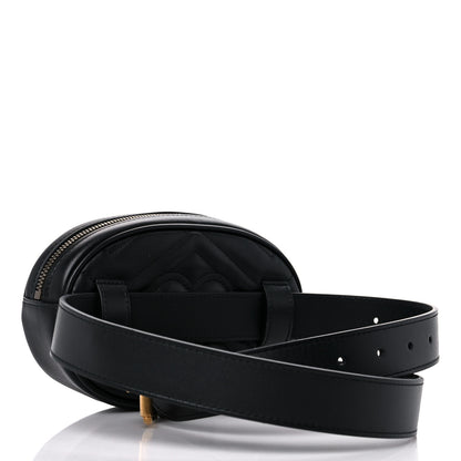 Gucci Calfskin Matelasse GG Marmont Belt Bag 85 34 Black 3 of 11