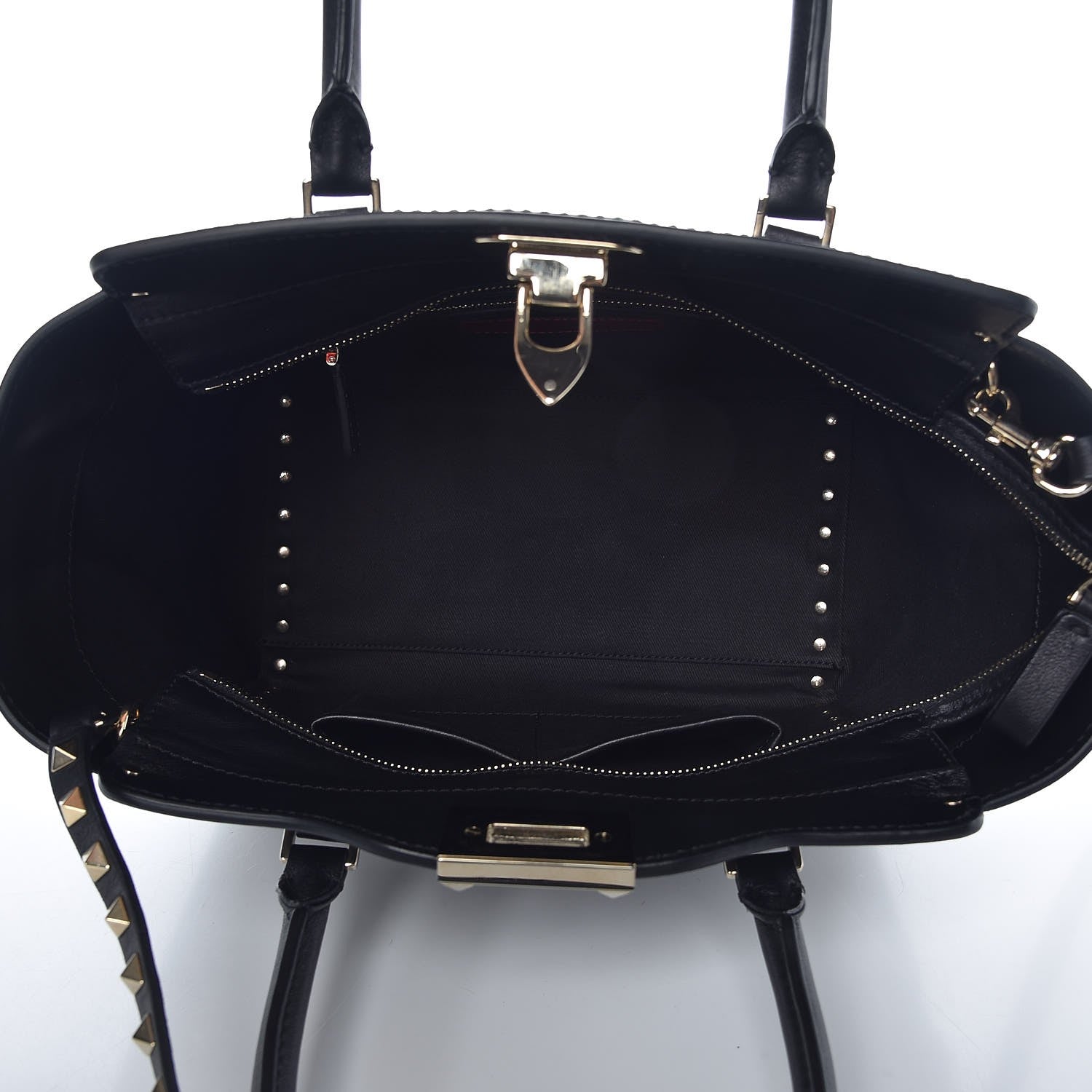 Valentino Garavani Vitello Small Rockstud Double Handle Tote Black 6 of 9