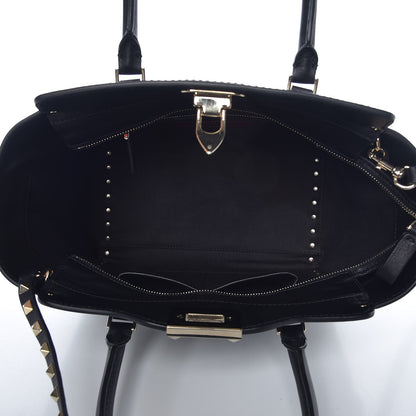 Valentino Garavani Vitello Small Rockstud Double Handle Tote Black 6 of 9