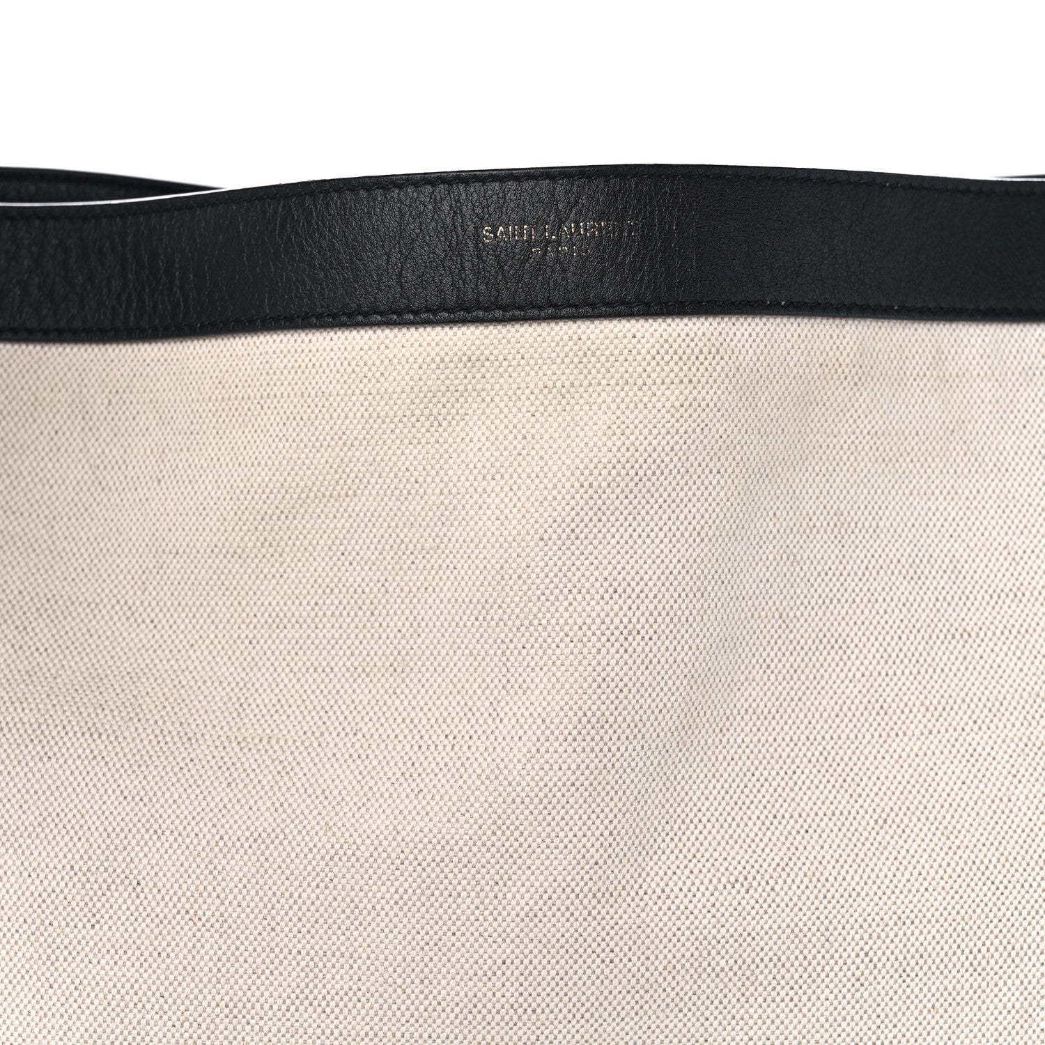 Saint Laurent Canvas Calfskin Tag Hobo White Black 9 of 13