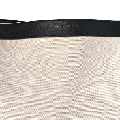 Saint Laurent Canvas Calfskin Tag Hobo White Black 9 of 13