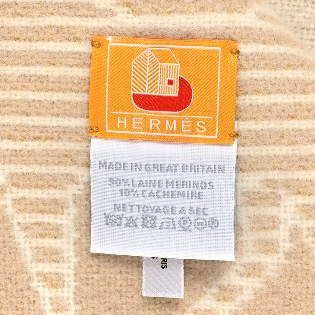 Hermes Wool Cashmere Avalon Les Cabanes Blanket Ambre Naturel 3 of 3