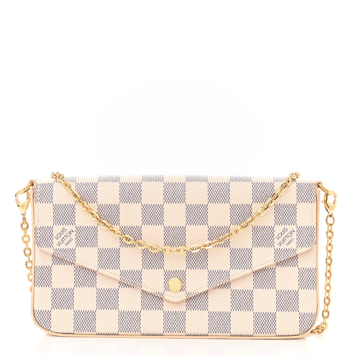 Louis Vuitton Damier Azur Pochette Felicie Chain Wallet Rose Ballerine 1 of 11