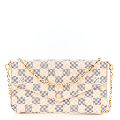 Louis Vuitton Damier Azur Pochette Felicie Chain Wallet Rose Ballerine 1 of 11