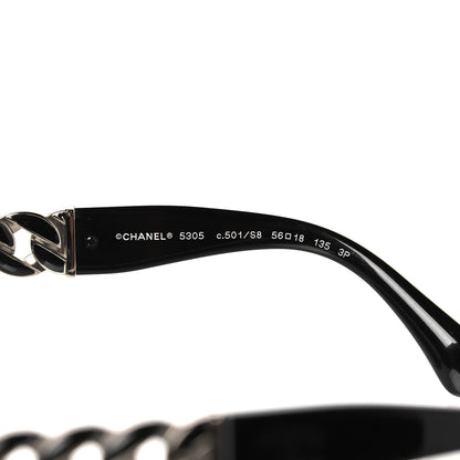 Chanel Acetate Metal Polarized Chain Square Sunglasses 5305 Black 5 of 9