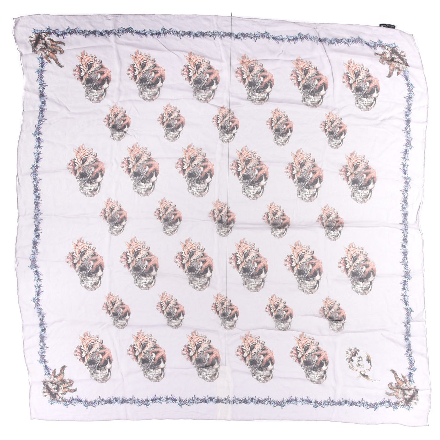 Silk Shell Skull Scarf White