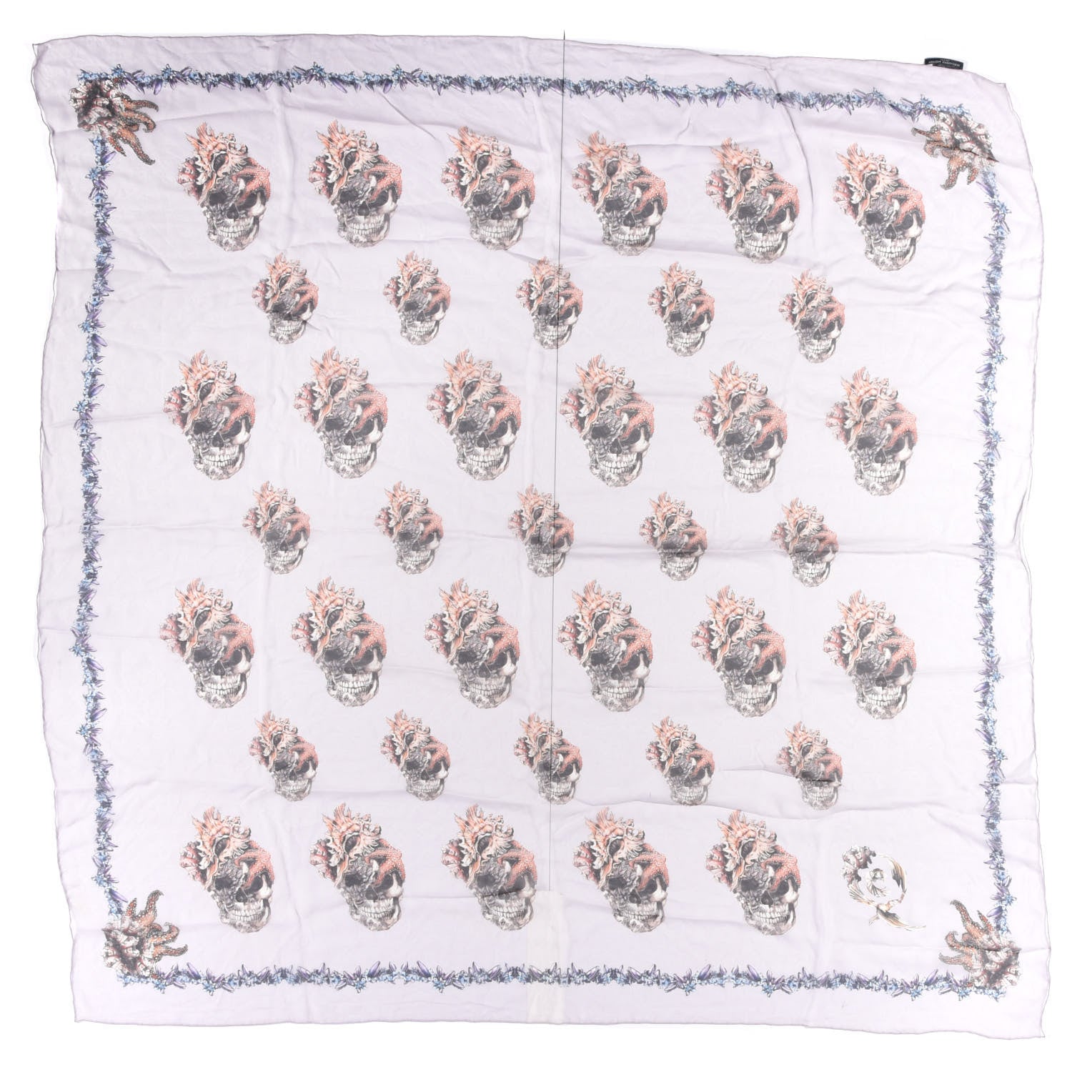 Alexander McQueen Silk Shell Skull Scarf White 1 of 2