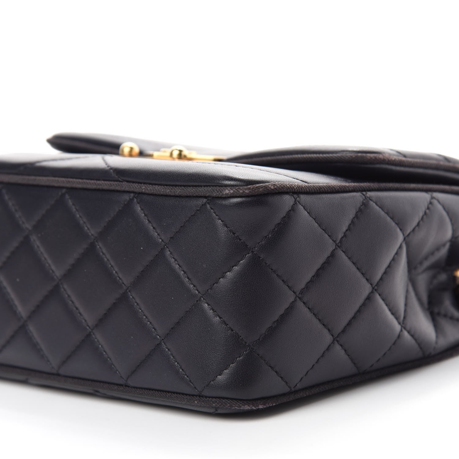 Chanel Lambskin Scallop Quilted Mini Pagoda Square Flap Black 7 of 11