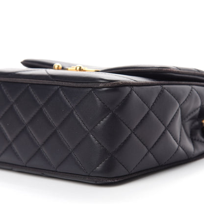 Chanel Lambskin Scallop Quilted Mini Pagoda Square Flap Black 7 of 11