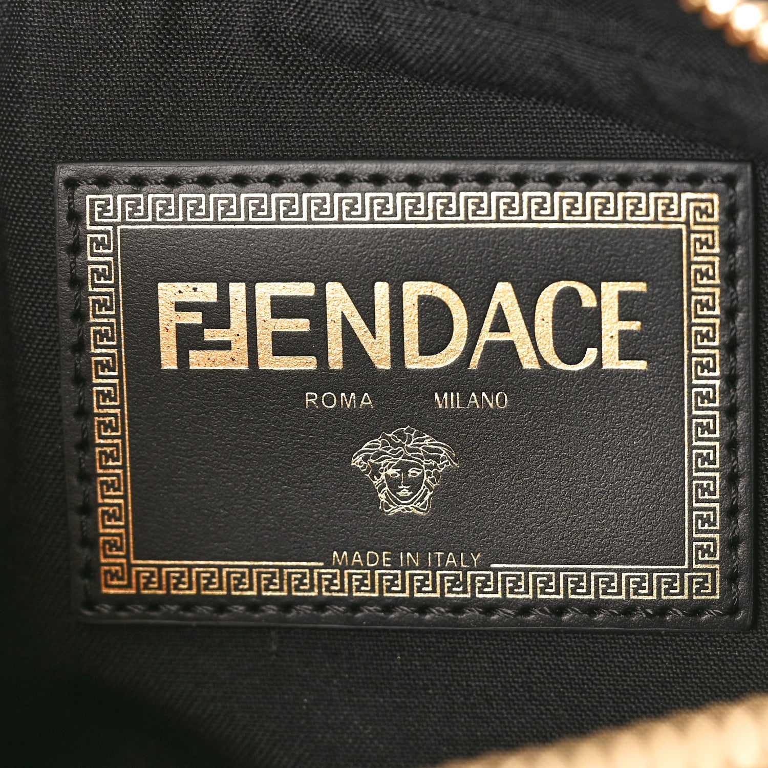 Fendi X VERSACE Vitello Cover Fendace Medusa Small Camera Case Black Gold 6 of 9