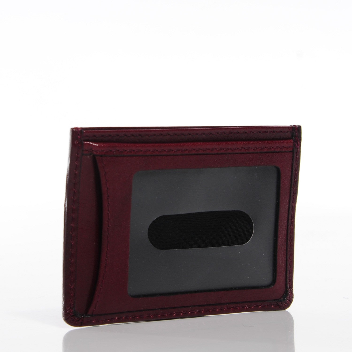 Burberry Check Embossed Leather Credit Card Case Dark Cherry 3 of 9
