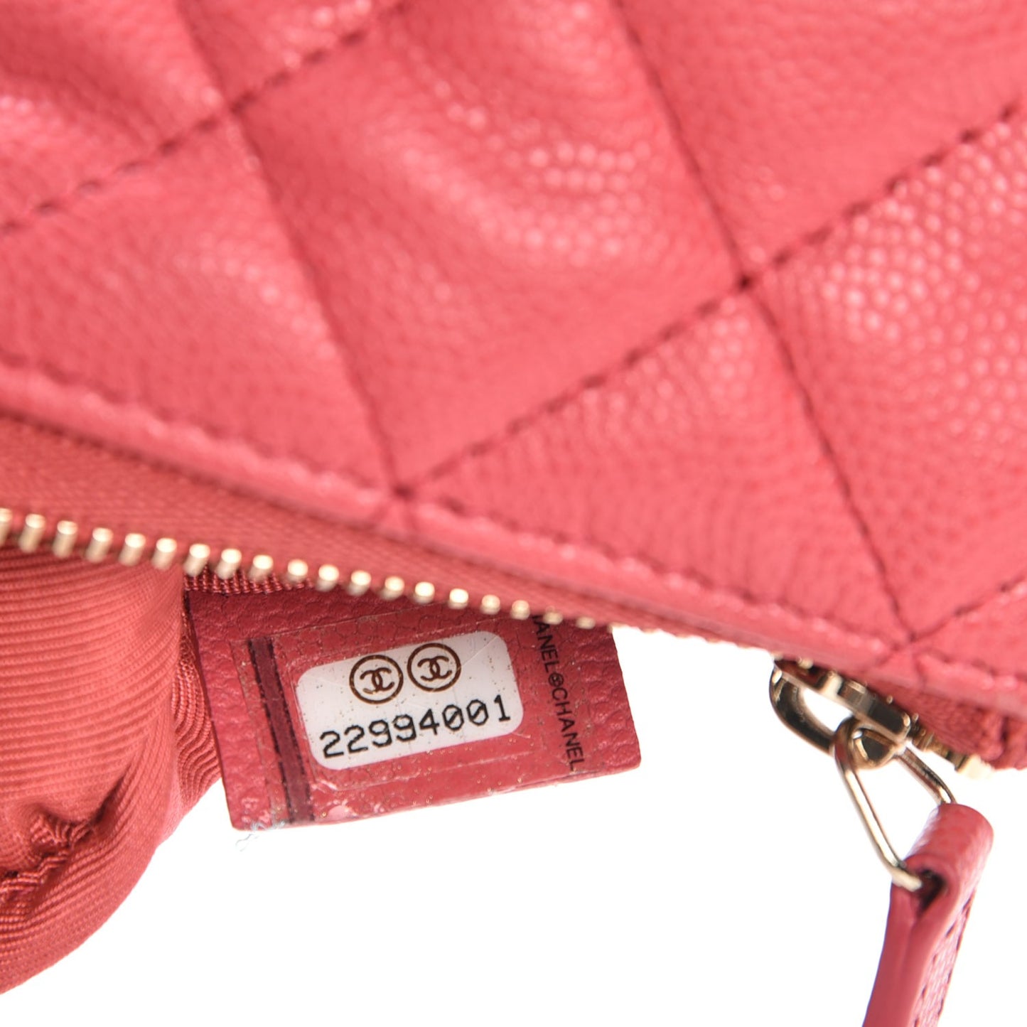 Caviar Quilted Small Cosmetic Case Dark Pink