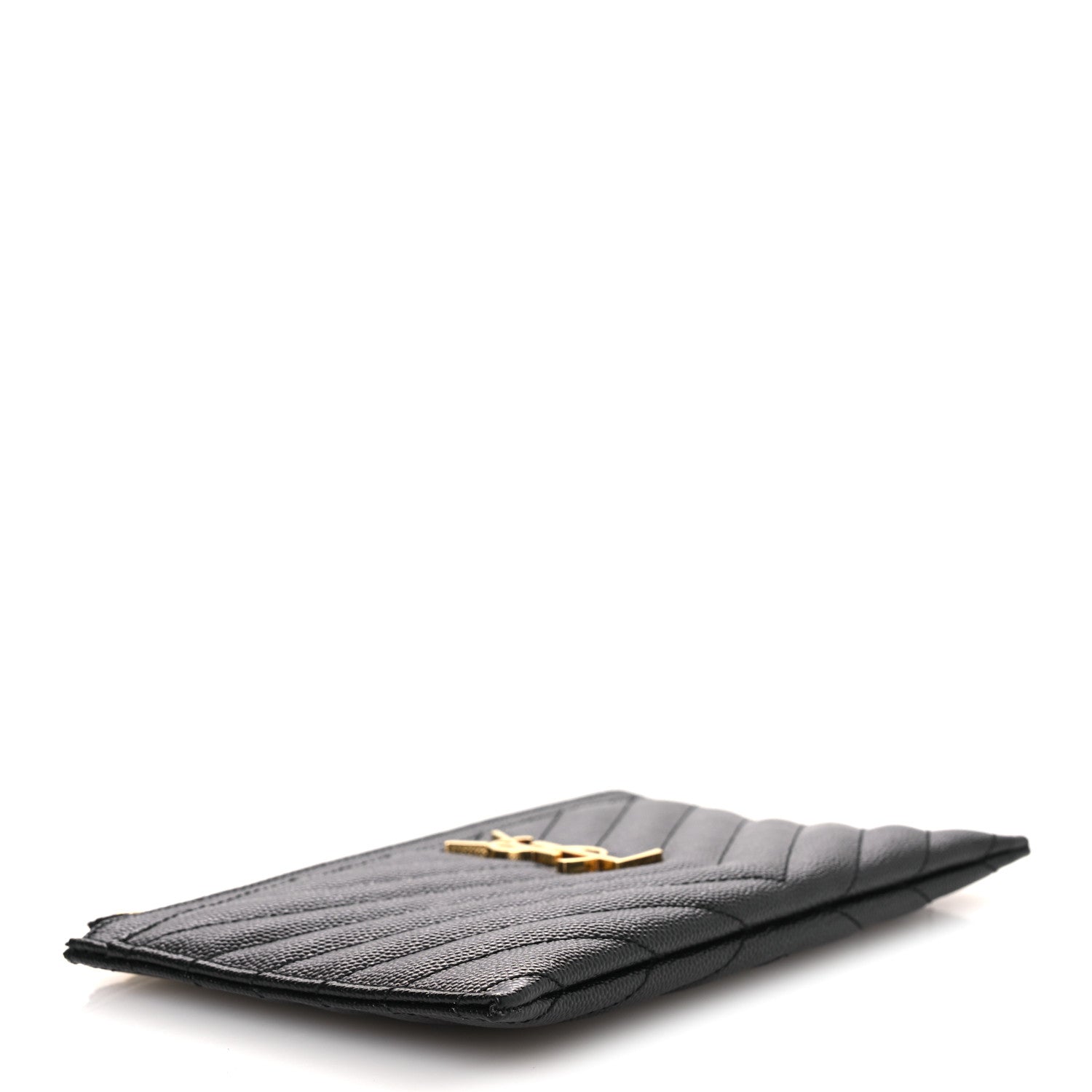 Saint Laurent Grain De Poudre Chevron Monogram Large Bill Pouch Black 4 of 8